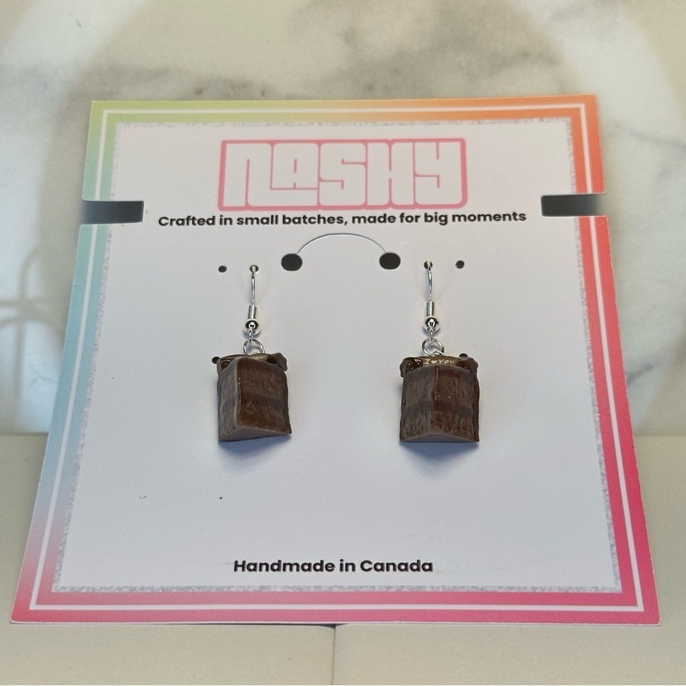 Brown Chocolate Cake Slices(Mini) - Handmade Earrings - Picture 6 of 7